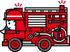 消防車に乗ったショウタのイラスト